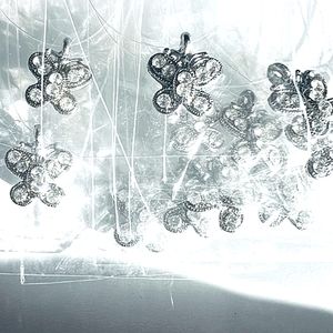 NEW Silver Dainty Butterfly CZ charm Choker Necklace invisable lightweight NWT